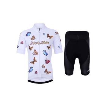 
                 HOLOKOLO Tricoul și pantaloni scurți de ciclism - BUTTERFLIES KIDS - alb/negru 
            