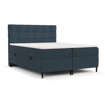 Pat boxspring albastru închis cu spațiu de depozitare 180x200 cm Urbaneo – Maison de Rêve