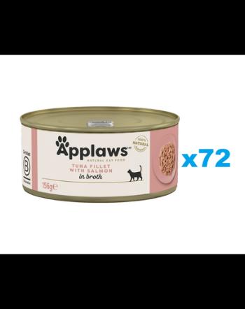 APPLAWS Cat Adult Tuna with Salmon in Broth Conserve pentru pisica, cu ton si somon in sos 72x156 g