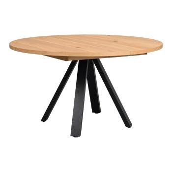 Masă de dining natural  rotundă extensibilă cu aspect de lemn de stejar ø 135 cm Maddock – Rowico