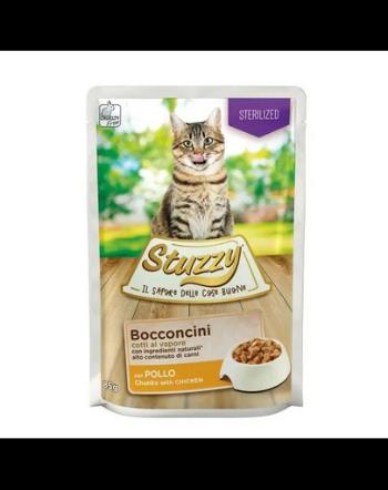 STUZZY Bocconcini Sterilized Chunks with Chicken 85g hrana pisica dupa sterilizare, pui in sos