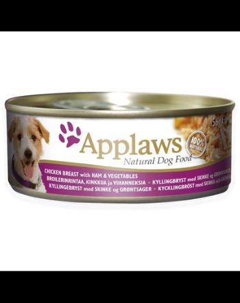 APPLAWS Dog Tin hrana umeda pentru caini, cu piept de pui, sunca si legume 6 x 156 g
