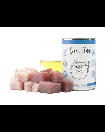 GUSSTO Cat Fresh Turkey&amp;Tuna hrana cu ton si curcan, pisici 6x400 g