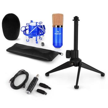 Auna CM001BG, set de microfon V1, microfon condensator, adaptor USB, suport de microfon, culoarea albastră