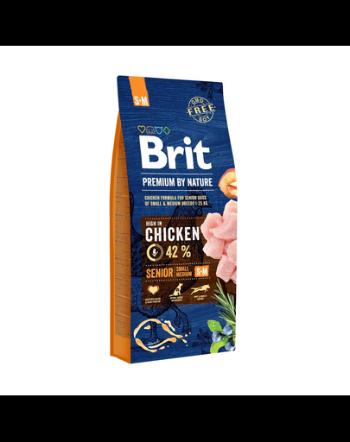 BRIT Premium By Nature Senior Small Medium S+M hrana uscata caini seniori talie mica/medie, cu pui 30 kg (2 x 15 kg)