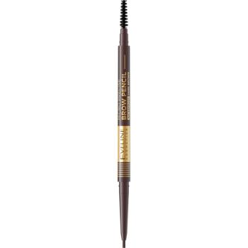 Eveline Cosmetics Micro Precise creion pentru sprâncene rezistent la apă perie 2 in 1 culoare 03 Dark Brown 4 g
