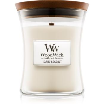 Woodwick Island Coconut lumânare parfumată  cu fitil din lemn 275 g