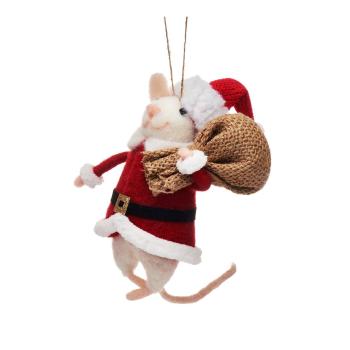 Ornament de Crăciun din material textil Santa Mouse – Sass & Belle