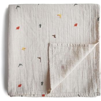 Mushie Muslin Swaddle Blanket Organic Cotton păturică de înfășat Dinosaurs 120cm x 120cm 1 buc