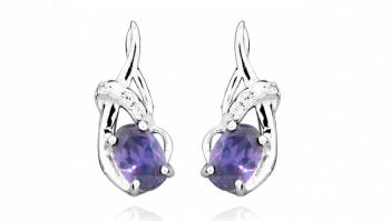 Silver Cat Cercei fashion cu zircon ametist SC436