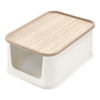 Cutie depozitare cu capac din lemn paulownia iDesign Eco Open, 21,3 x 30,2 cm, alb