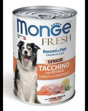 MONGE Fresh Dog Senior hrană umedă pentru câini seniori, curcan și legume 400g