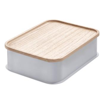 Cutie depozitare cu capac din lemn paulownia iDesign Eco, 21,3 x 30,2 cm, gri