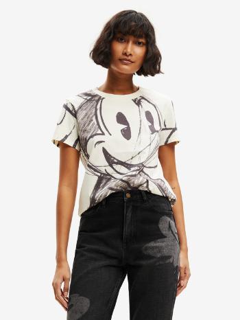 Desigual Mickey Trazos Tricou Alb