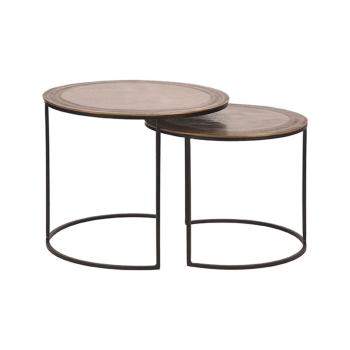 Măsuțe de cafea în culoarea bronz 2 buc. rotunde din metal ø 55 cm Circle – LABEL51