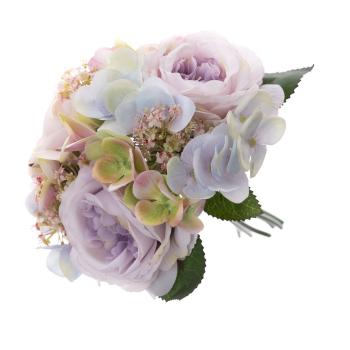 Buchet artificial de trandafiri și hortensii Olivia, 28 cm