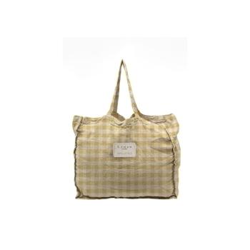 Geantă textilă Linen Couture Linen Bag Yellow Vichy