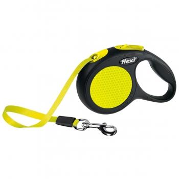 FLEXI Neon XS, lesă retractabilă câini, 12kg, bandă, 3m, neon