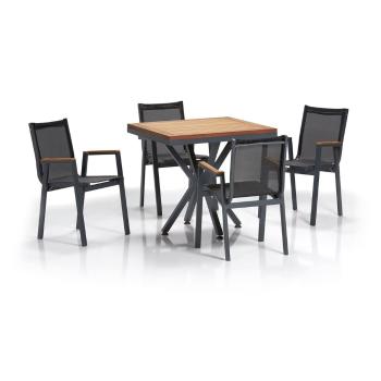 Set de dining pentru grădină negru din aluminiu pentru 4 persoane Samara – Floriane Garden