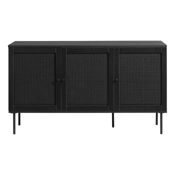 Comodă neagră joasă cu aspect de lemn de stejar 140x80 cm Pensacola – Unique Furniture