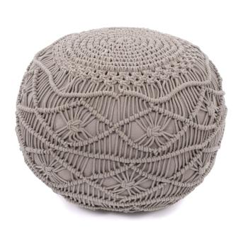 Puf Tiseco Home Studio Macramé, înălțime 35 cm, gri deschis