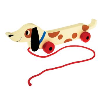 Jucărie - cățel din lemn pe roți Rex London Charlie The Sausage Dog, lungime 31,5 cm