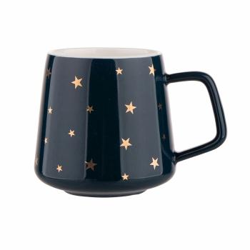 Cană din porțelan Altom Golden stars, 370ml, navy blue