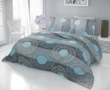 Lenjerie de pat din bumbac Napoly - gri/albastru - Mărimea single 140x200+70x90 cm