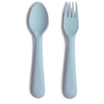 Mushie Fork and Spoon Set tacâmuri Powder Blue 2 buc