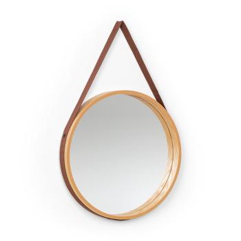 Besoa Lynn, oglindă de perete, 35,5 cm Ø, placaj, furnir de stejar, curea de plastic, lemn