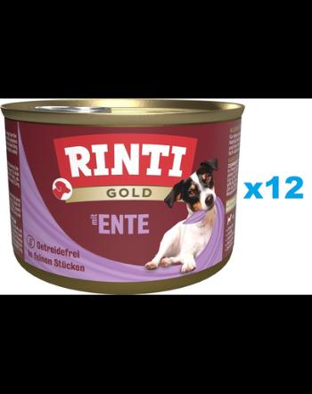 RINTI Gold Duck hearts Mini pachet conserve pentru caini 12x185 g cu rata