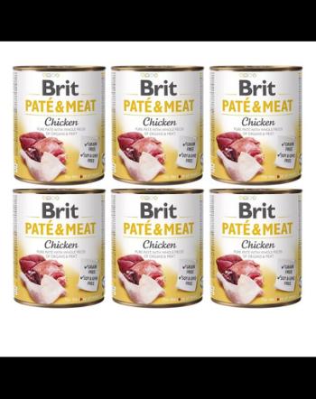 BRIT Pate&amp;Meat chicken 6 x 800 g Hrana pentru caini adulti, pateu cu pui