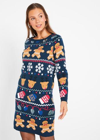Rochie tricotată cu motive de Crăciun