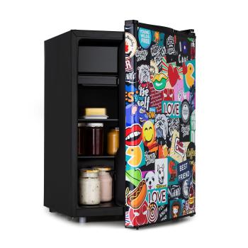 Klarstein Cool Vibe 70+, frigider, 72 l, 2 rafturi, stil Stickerbomb