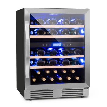 Klarstein Vinovilla Duo 43, vinotecă cu două zone, frigider, 129 l, 43 sticle., 3 LED-uri de culoare, ușă din sticlă