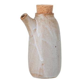 Ulcior din gresie ceramică cu dop Bloomingville Masami, 600 ml, bej-alb