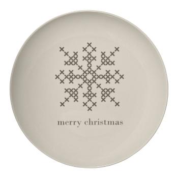 Farfurie din gresie ceramică Bloomingville Cross Christmas, ⌀ 25 cm, alb