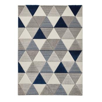 Covor Think Rugs Brooklyn Geo, 160 x 220 cm, albastru-gri