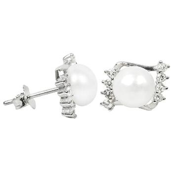 JwL Luxury Pearls Cercei din argint cu perlă reală și cristale JL0292