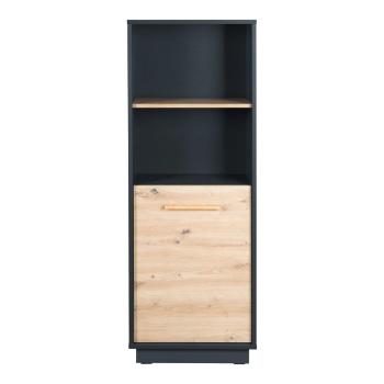 Bibliotecă pentru copii  gri antracit/natural  cu aspect de lemn de stejar 55x150 cm Lenn – Roba