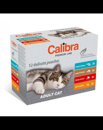 CALIBRA Cat Premium Line Adult Multipack 12x100 g pachet plicuri hrana pisici adulte