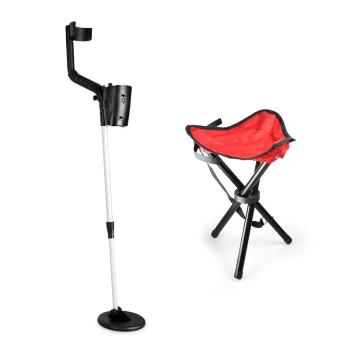 DURAMAXX Basic One Red, set pentru cautarea comorilor, detector de metale +scaun roșu și bobină de 16,5 cm