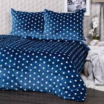 Lenjerie pat 1 pers.,4Home microflanel Stars albastru, 160 x 200 cm, 2 buc. 70 x 80 cm