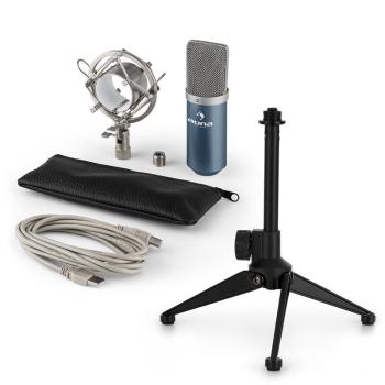 Auna MIC-900BL V1, set de microfon usb, microfon condensator albastru + suport de masă