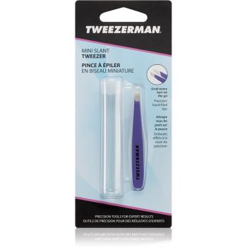 Tweezerman Mini Slant pensete cu varfurile tesite mini cu trusă de călătorie Lavender 1 buc