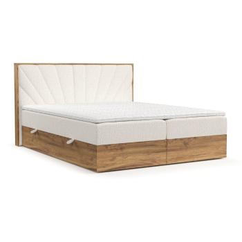 Pat boxspring crem/în culoare naturală cu spațiu de depozitare 160x200 cm Asahi – Maison de Rêve