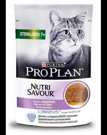 PURINA PRO PLAN Sterilised hrana uscata pisici sterilizate cu varsta 7+, carne de curcan 24 x 85 g