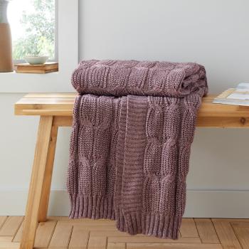 Pătură roz/violet tricotată 130x170 cm Chunky Marl Knit – Catherine Lansfield