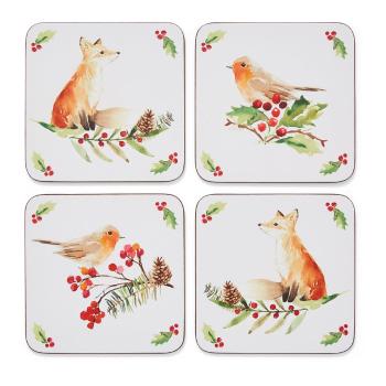 Set 4 suporturi de pahare Cooksmart ® A Winters Tale, 10 x 10 cm