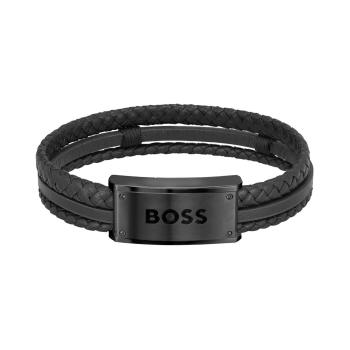 Hugo Boss Brățară neagră elegantă din piele 1580425